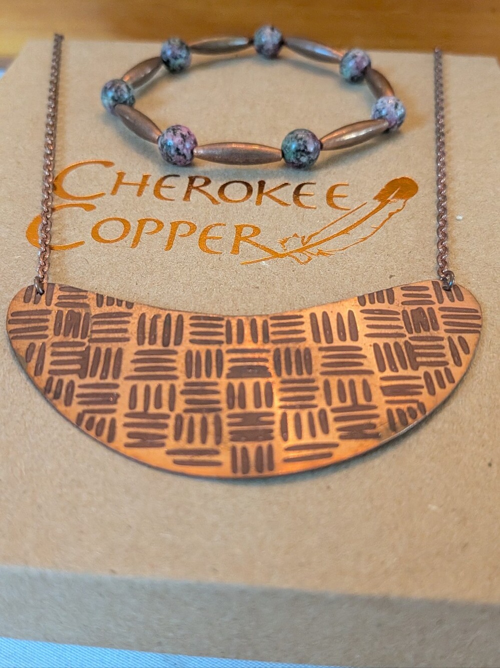 Cherokee Copper Gorget And Bracelet Set